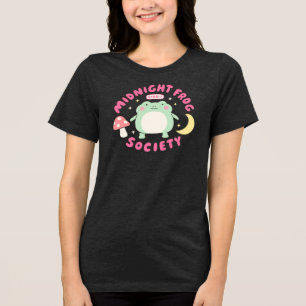 Schattige Middernacht Kikker Vereniging Kawaii Pas Tri-Blend Shirt