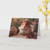 Schattige Midzomer Hamster Actrice Kaart (Gele Bloem)