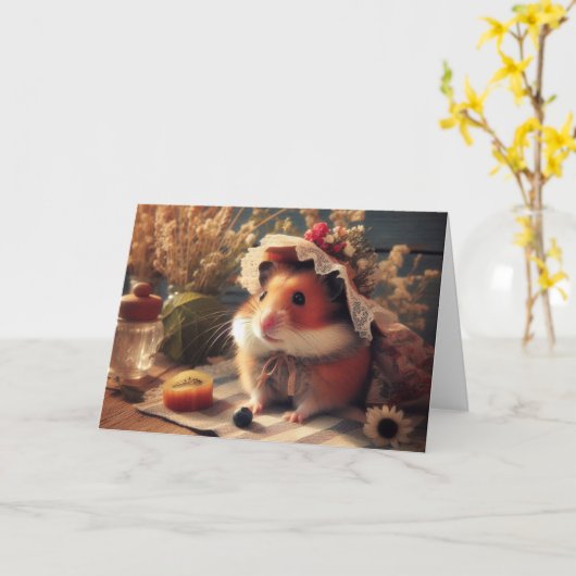 Schattige Midzomerhamster Kaart (Gele Bloem)