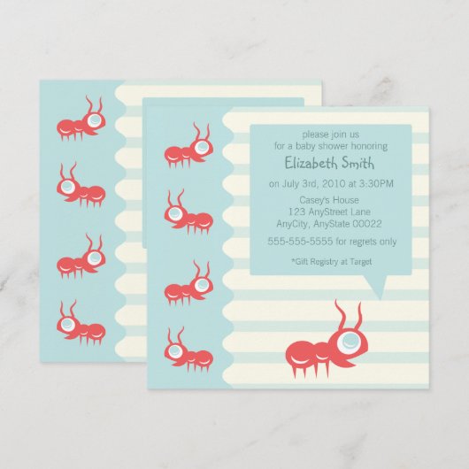 Schattige mierenuitnodiging kaart (Voorkant / Achterkant)