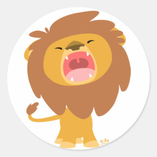 Schattige Mighty Roaring Lion Cartoon rond sticker