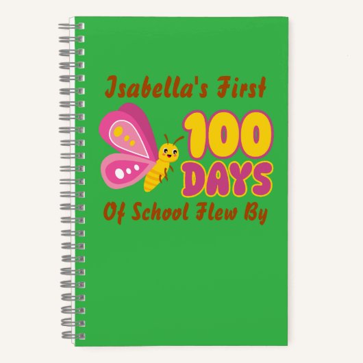 Schattige mijn eerste !00 dagen school vlogen met  notitieboek (Voorkant)