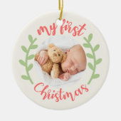 Schattige Mijn Eerste Kerstmis Baby Foto Keramisch Ornament (Voorkant)