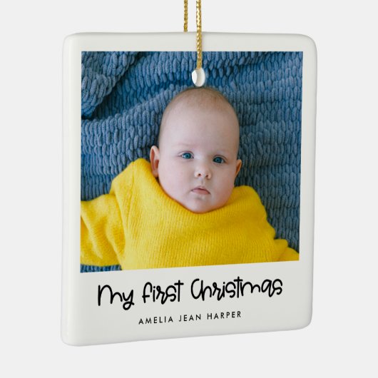 Schattige Mijn Eerste Kerstmis Baby Foto Keramisch Ornament (Rechts)
