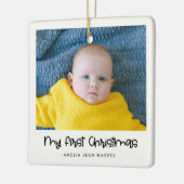 Schattige Mijn Eerste Kerstmis Baby Foto Keramisch Ornament (Links)