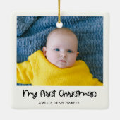 Schattige Mijn Eerste Kerstmis Baby Foto Keramisch Ornament (Achterkant)