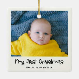 Schattige Mijn Eerste Kerstmis Baby Foto Keramisch Ornament