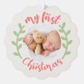 Schattige Mijn Eerste Kerstmis Baby Foto Ornament Kaart (Voorkant)