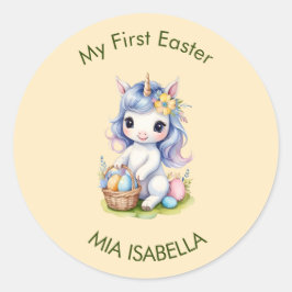 Schattige Mijn Eerste Paaseenhoorn Baby Sticker