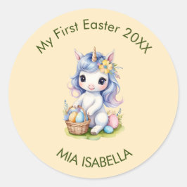 Schattige Mijn Eerste Paaseenhoorn Baby Sticker