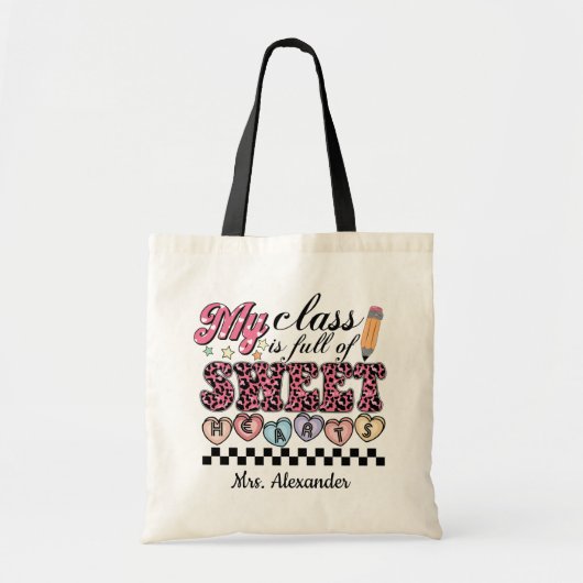 Schattige mijn klas vol lieve harten gepersonalise tote bag (Voorkant)