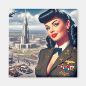 Schattige militaire pin-up magneet (Voorkant)