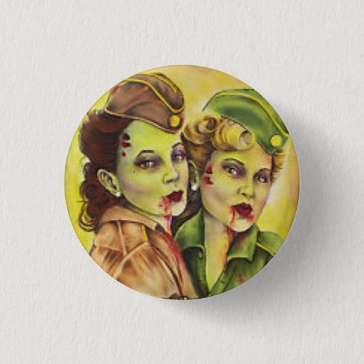 Schattige militaire zombievrouwen knop ronde button 3,2 cm (Voorkant)