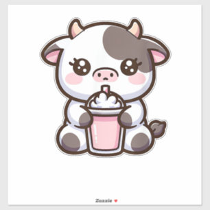 Schattige Milkshake Liefhebber Kleine Kalf Bevrore Sticker