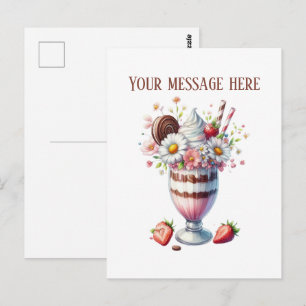 Schattige milkshake voeg bericht zakelijke naam to briefkaart
