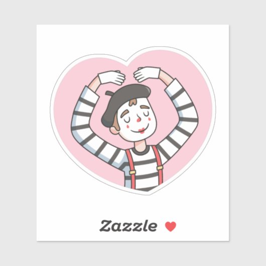 Schattige Mime Liefdespose Doodle Sticker (Vel)