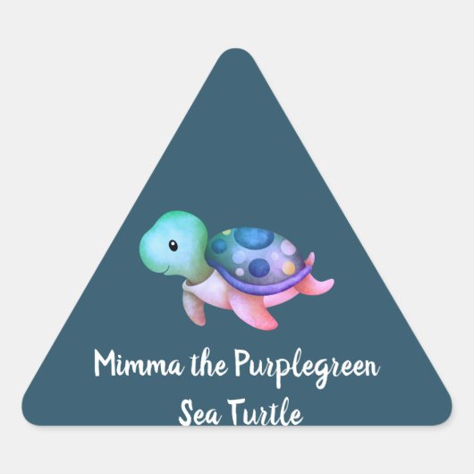 Schattige Mimma De Paarse Groene Zeeen Schildpad Sticker (Voorkant)