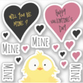 Schattige Mine Mine Mine Collectie Chicken Theme Sticker (Voorkant)