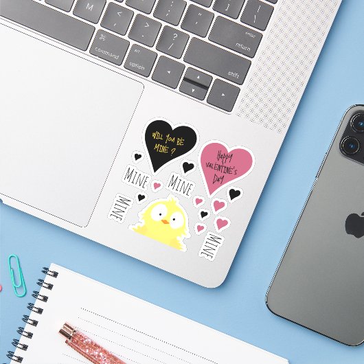 Schattige Mine Mine Mine Collectie Chicken Theme Sticker (Laptop met iPhone)