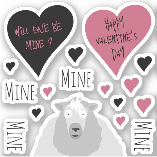 Schattige Mine Mine Mine Sheep Theme Sticker (Voorkant)