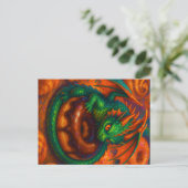Schattige Mini Groene Draak & Donut Fantasie Kunst Briefkaart (Staand voorkant)