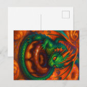 Schattige Mini Groene Draak & Donut Fantasie Kunst Briefkaart (Voorkant / Achterkant)