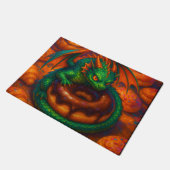 Schattige Mini Groene Draak & Donut Fantasie Kunst Deurmat (Schuin)