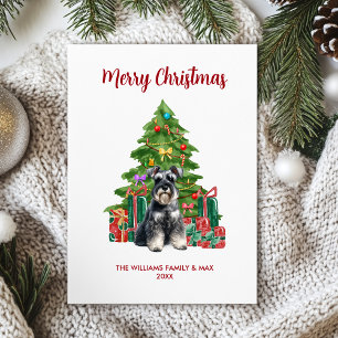 Schattige Miniatuur Schnauzer Hond Familie Kerstmi Feestdagenkaart