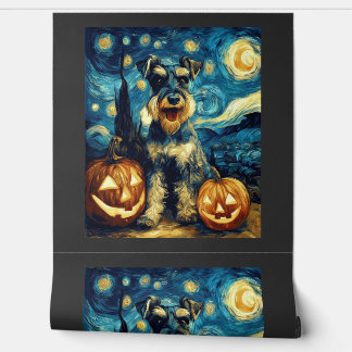 Schattige Miniatuur Schnauzer Hond Halloween Jack Behang