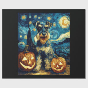 Schattige Miniatuur Schnauzer Hond Halloween Jack Cadeaupapier