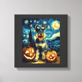 Schattige Miniatuur Schnauzer Hond Halloween Jack Canvas Afdruk