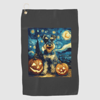 Schattige Miniatuur Schnauzer Hond Halloween Jack Golfhanddoek