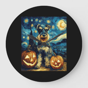Schattige Miniatuur Schnauzer Hond Halloween Jack Grote Klok
