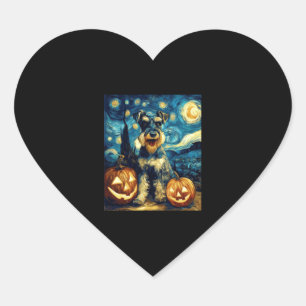 Schattige Miniatuur Schnauzer Hond Halloween Jack Hart Sticker