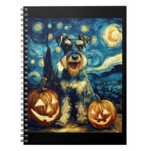 Schattige Miniatuur Schnauzer Hond Halloween Jack  Notitieboek