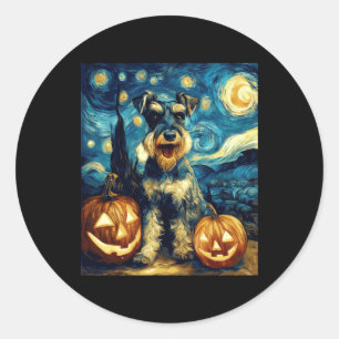 Schattige Miniatuur Schnauzer Hond Halloween Jack Ronde Sticker