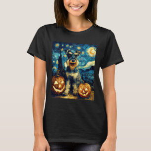 Schattige Miniatuur Schnauzer Hond Halloween Jack T-shirt