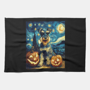 Schattige Miniatuur Schnauzer Hond Halloween Jack Theedoek