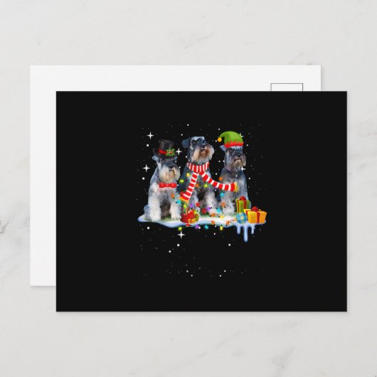 schattige miniatuur schnauzer kersthond aankondigingskaart (Voorkant / Achterkant)