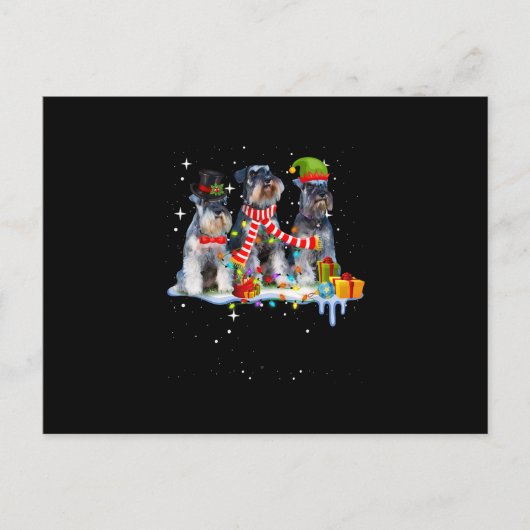 schattige miniatuur schnauzer kersthond aankondigingskaart (Voorkant)