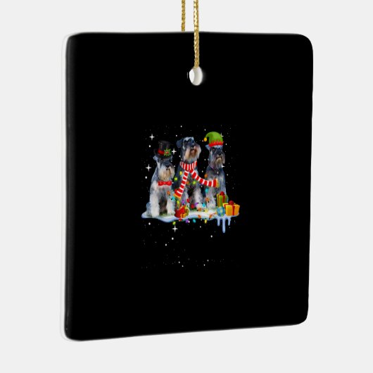 schattige miniatuur schnauzer kersthond keramisch ornament (Rechts)