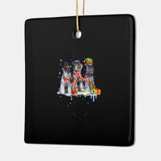 schattige miniatuur schnauzer kersthond keramisch ornament (Links)