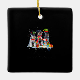 schattige miniatuur schnauzer kersthond keramisch ornament