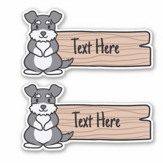 Schattige miniatuur Schnauzer-label Sticker (Voorkant)
