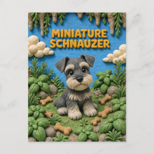 Schattige Miniatuur Schnauzer Puppy, Baby Hond Briefkaart