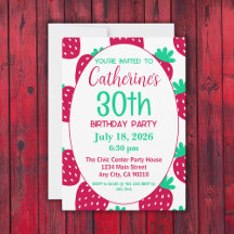 Schattige minimaal aardbeienpatroon, 30e verjaarda