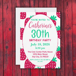 Schattige minimaal aardbeienpatroon, 30e verjaarda kaart