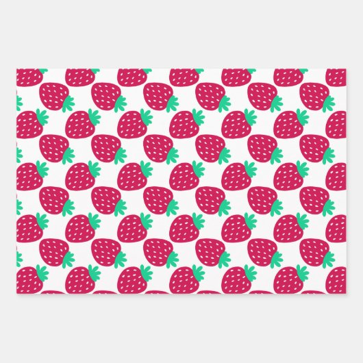 Schattige minimaal aardbeienpatroon in rood en gro inpakpapier vel (Voorkant 2)