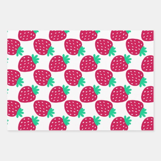 Schattige minimaal aardbeienpatroon in rood en gro inpakpapier vel (Voorkant)