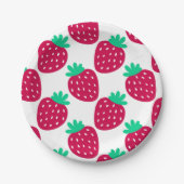 Schattige minimaal aardbeienpatroon in rood en gro papieren bordje (Voorkant)